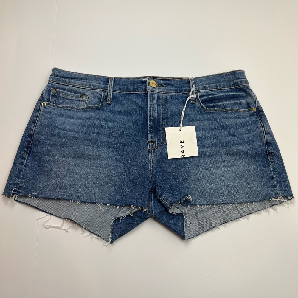 Frame Le Cutoff Raw Hem Womens Size 31 Bixby Wash Blue Denim Jean Short NEW